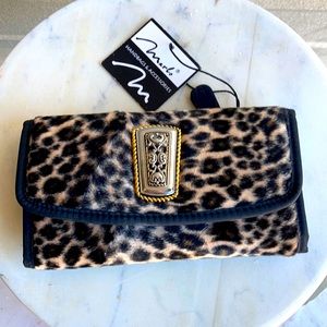 Leopard faux fur wallet